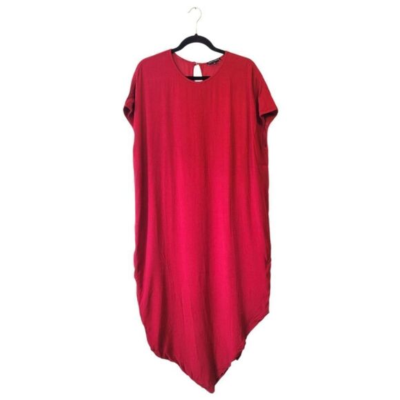 Universal Standard Women's Red Asymmetrical T-Shirt Dress Size M - Picture 1 of 5